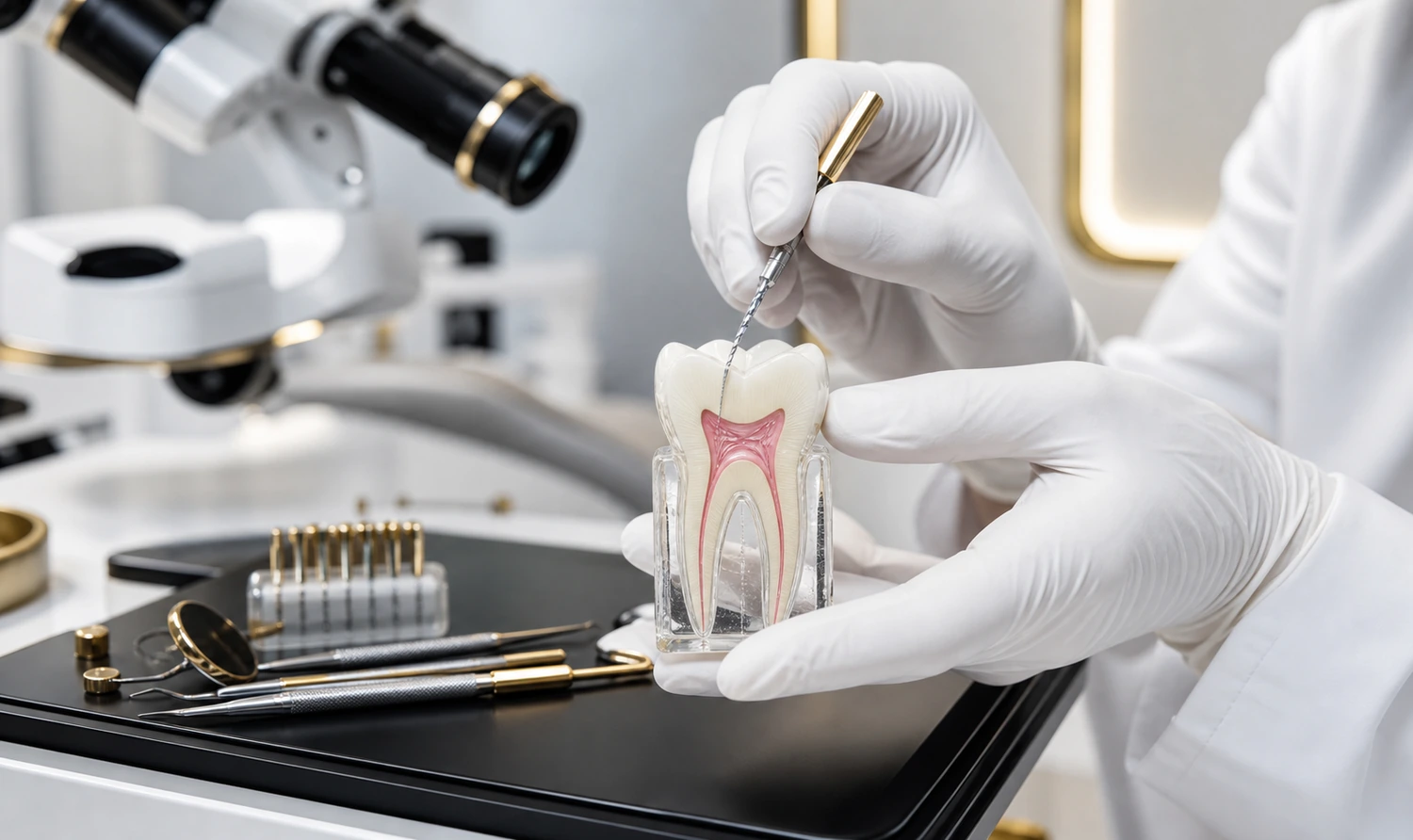 Dentist evaluating the source of severe tooth pain